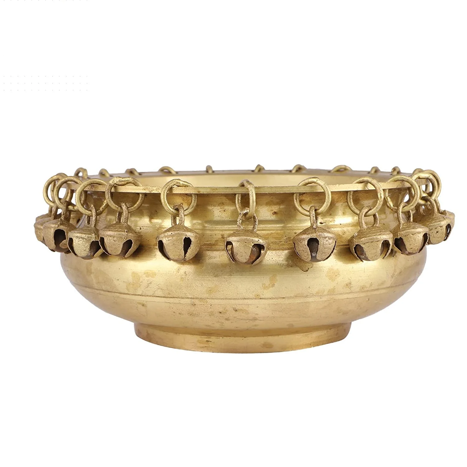 Латунная Этническая чаша Urli с колокольчиками Showpiece для Diwali десхара день рождения свадьба годовщина украшение дома