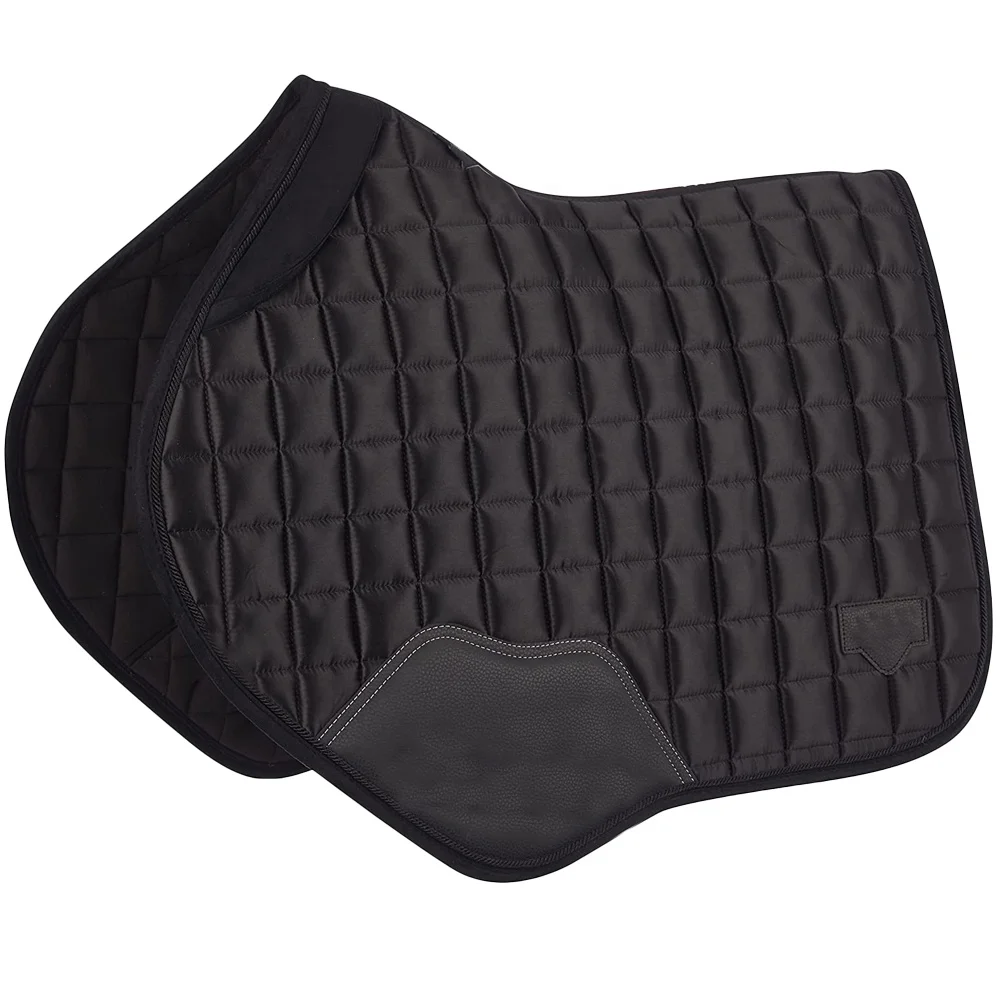 Custom Satin Close Contact Saddle Pad Square Bamboo Lining with Friction Free Binding and Girth Protection