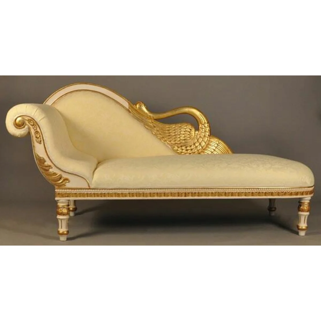Royal French Wedding Chaise Lounge Swan Sofa Wooden Carving Solid Mahogany Wood Carved Living Room Best Seller Cheap Furniture