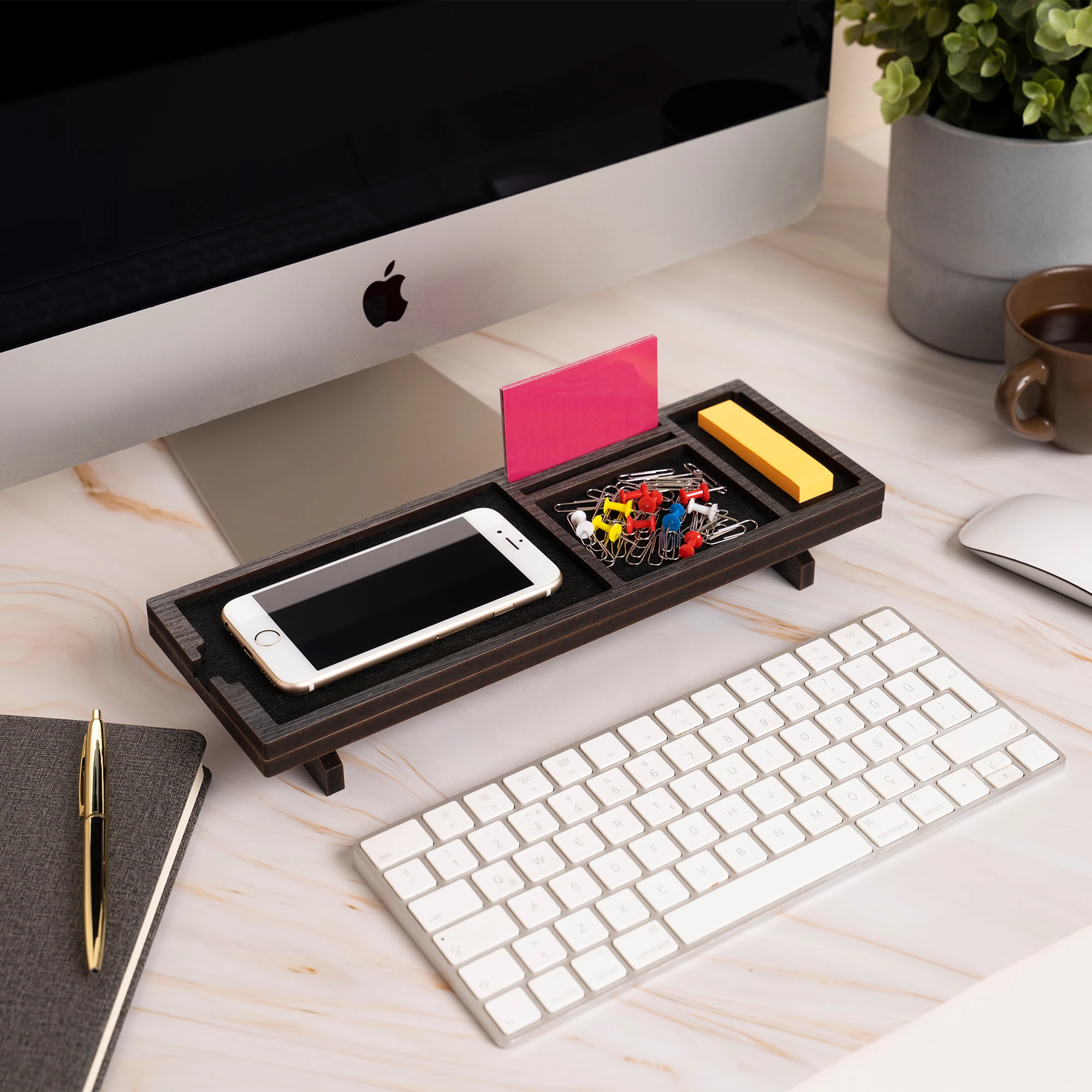 Home office lovely Desk accessory wooden table organizers workplace organization office desk mdf organizen phone stand NMD04A