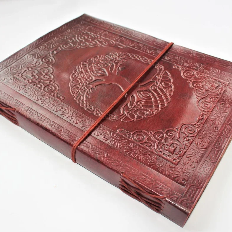 Vintage Leather Journal - Antique Handmade Deckle Edge Vintage Paper Leather Bound Journal - Book of Shadows Journal - Leather S