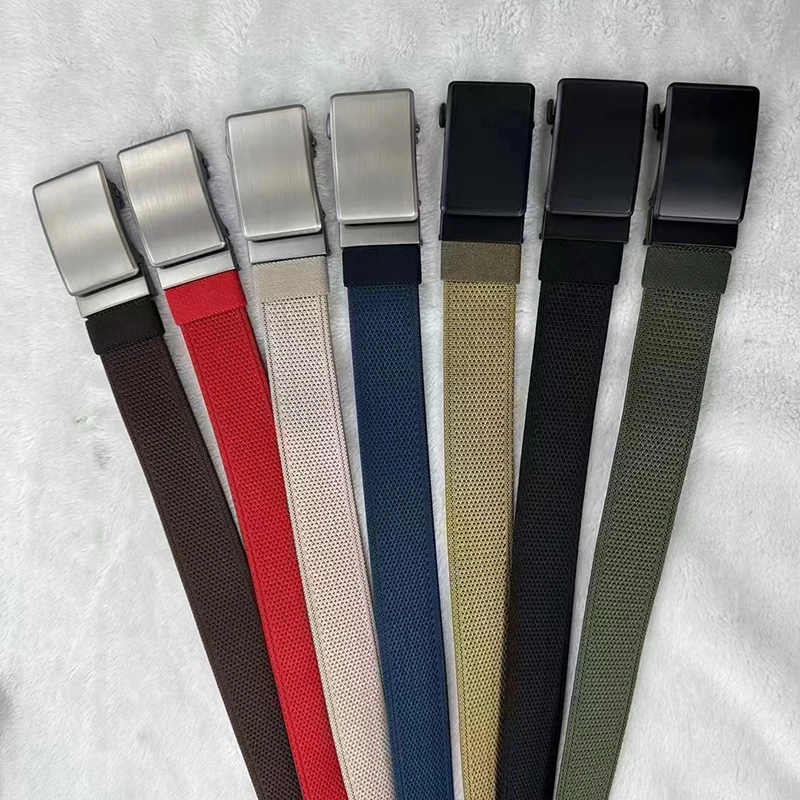New toothless automatic buckle belt manufacturers nylon canvas belt outdoor leisure breathable belt support customization