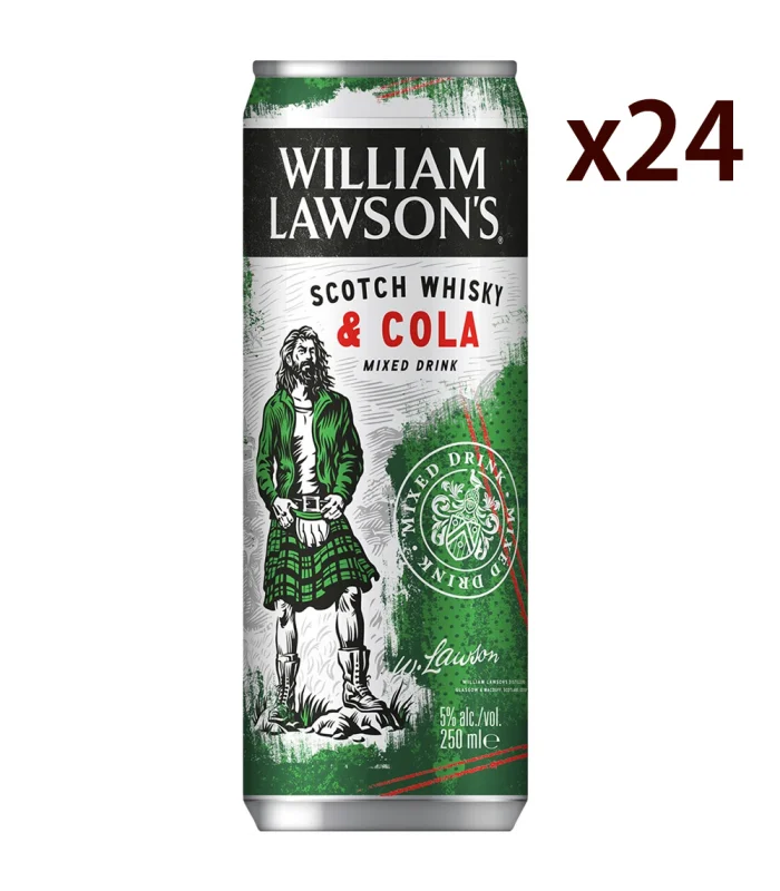 Buy William Lawson Whisky & Cola 250ml x 24 Cans, Irish Whisky mixed with Cola For a Refreshing Taste