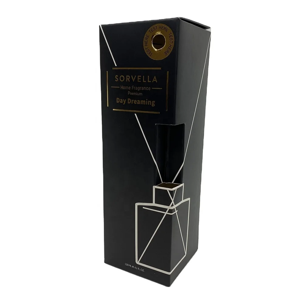 Ambient Scent Box With Customized Window Bottle Box Elegant Texture And Pattern Printed Black Best Selling Cheap Price