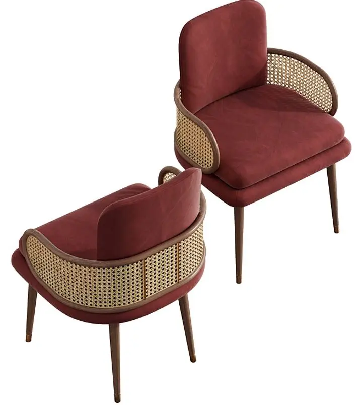 modern luxury living room dining indoor furniture nordic french style rattan dining chair rattan backrest hotel restaurant chair