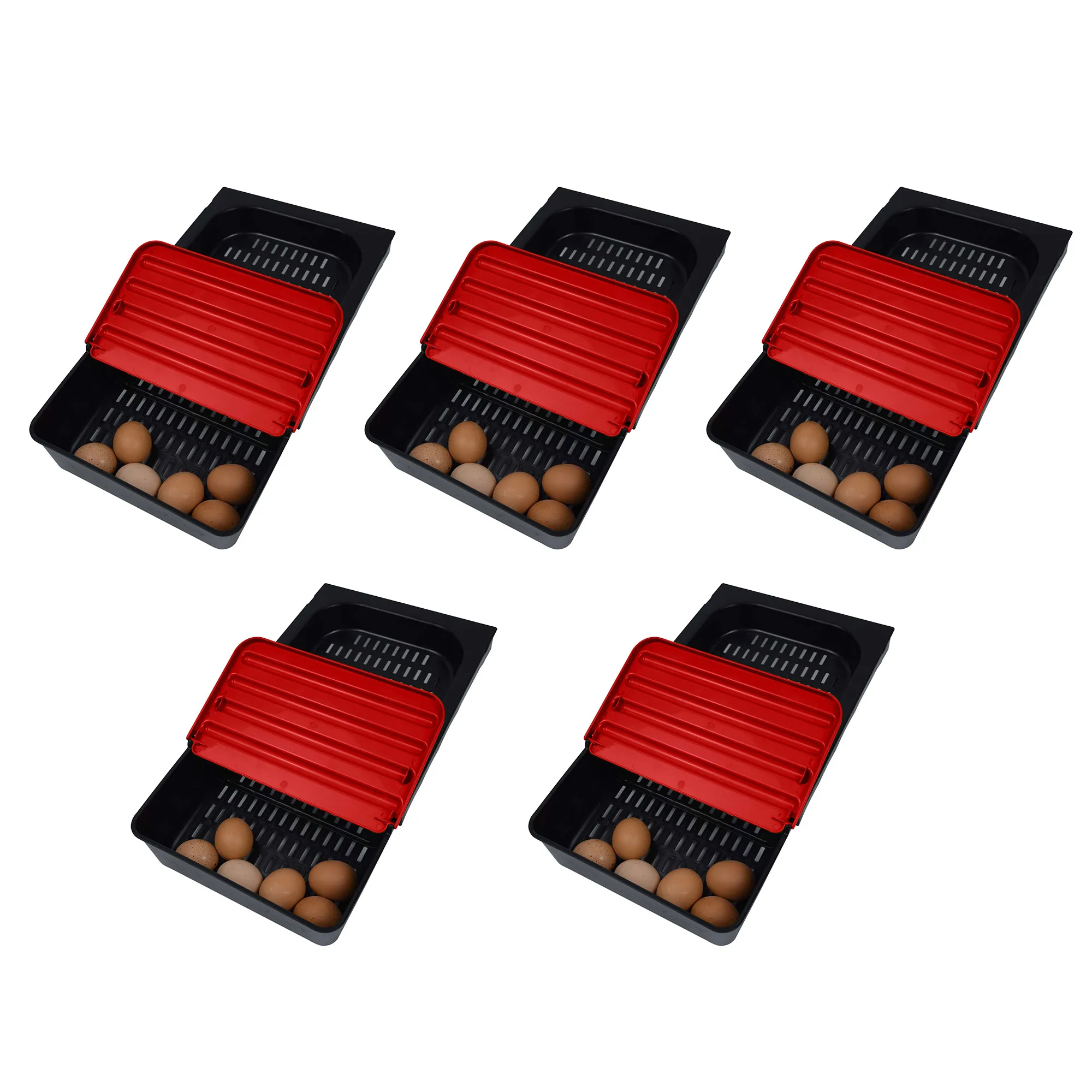 Set of 5 pcs Stackable Egg Collection Tray with Hinged Lid for Laying Nest Box High Quality Plastic