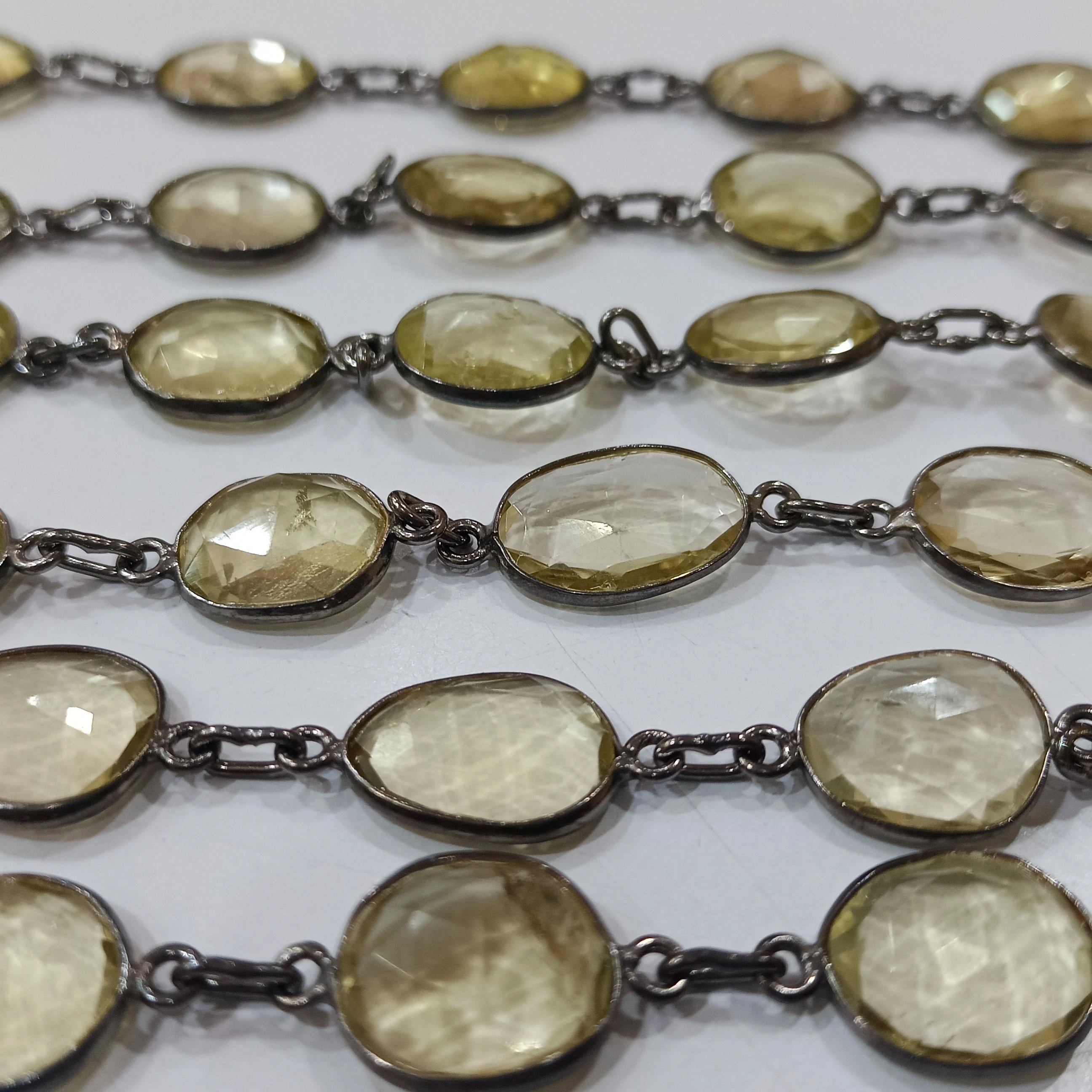 Natural Lemon Quartz Beads Free Shape Briolette 10-15mm Charm Style Bezel Connector Chain Jewelry Making Findings Sold Per Foot