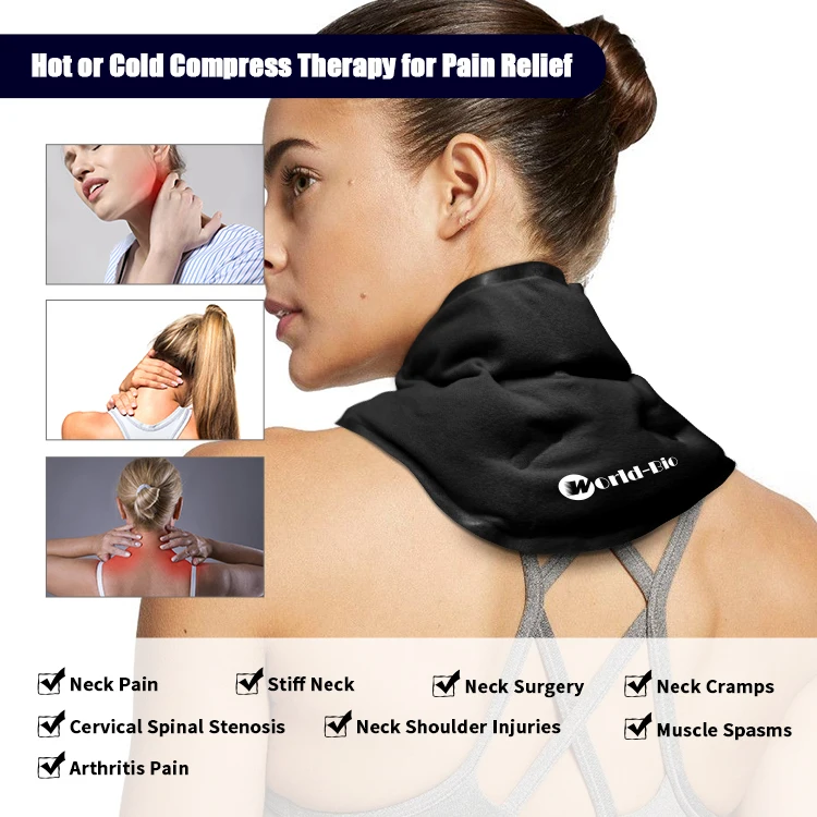 World-bio New Arrival Black Color Neck Ice Pack Wrap Cold Pack Compress Therapy for Pain  Injuries of Neck Lower Back