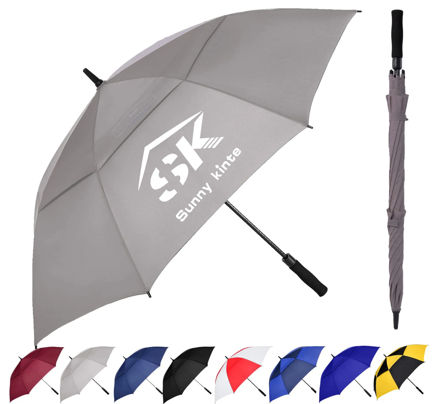 Innovative shenzhen wholesale 30 inch large windproof logo prints big luxury promotional branded custom golf umbrella