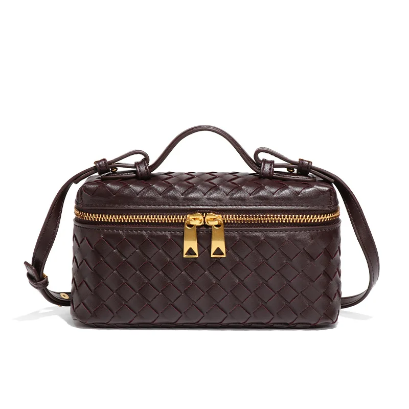 Hand-Woven Original PU Box Bag Net Red Star Style with Spring Summer New Fashionable Shoulder Handheld Crossbody Lunch Woven Bag