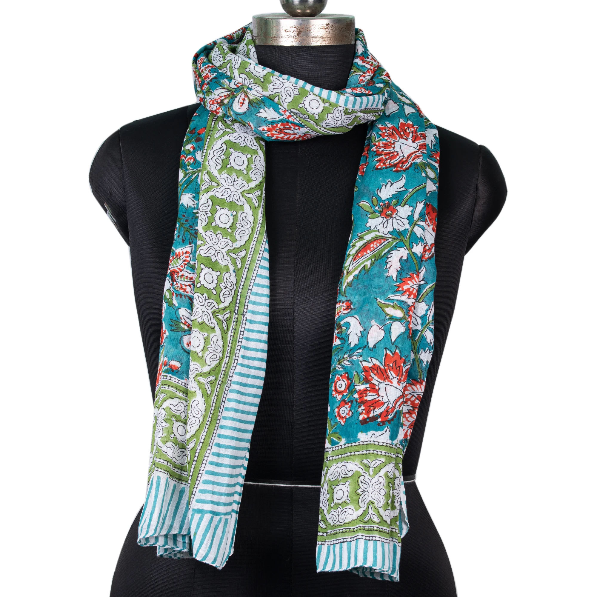 Cotton Woman Pareo Sarong Floral Block Print Scarf Custom Fashion Beach Cover Ups Indian Scarves Handmade Stole Wholesale