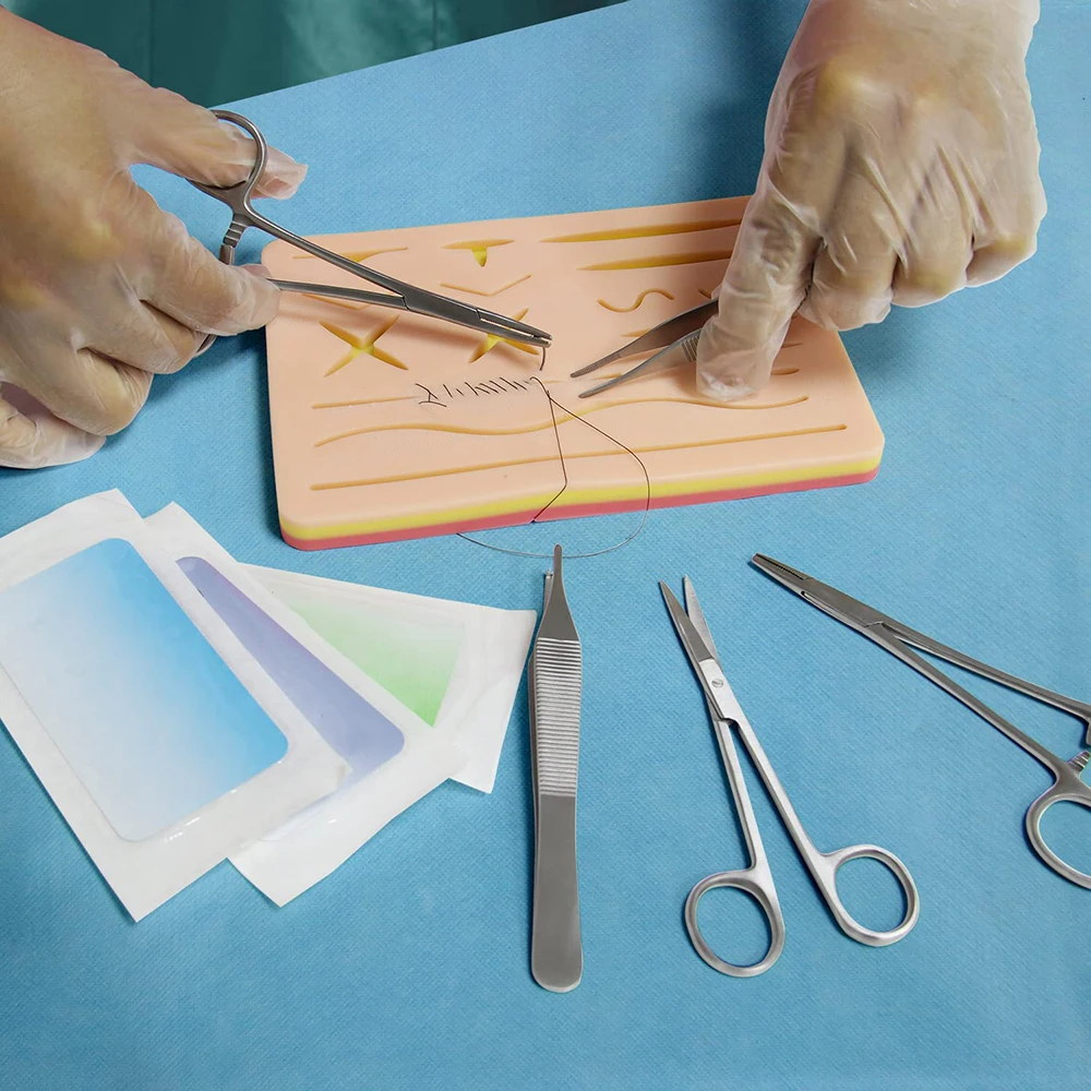 Suture Practice Kit Medical Creations With Training Guide Reusable Silicone Suturing Pad With Tool Kit