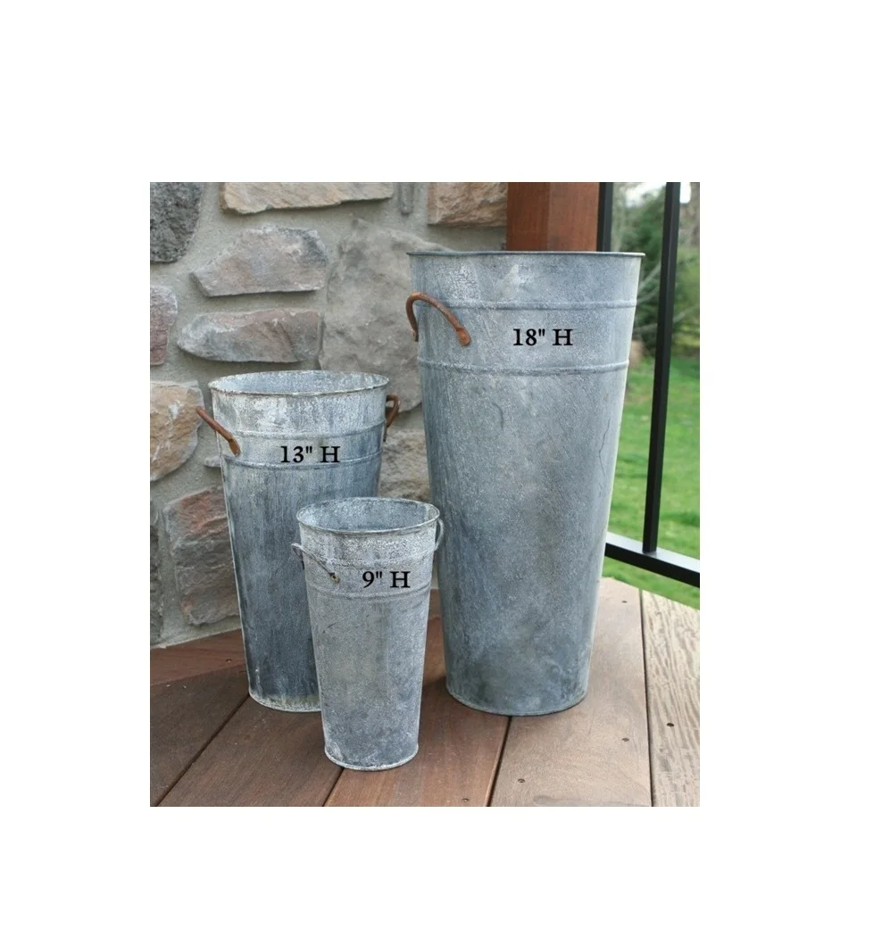 Huge Flower Bucket for Indoor Outdoor Decor Manufacturers of Modern Garden Planters in Galvanized Metal at Best Price