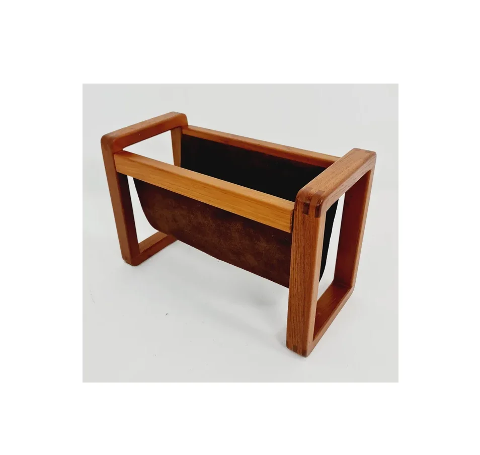 Classic Style Top Selling natural Wood & Leather Magazine Rack Newspaper Display Holder & Rack Used In Stores/Shop /Library