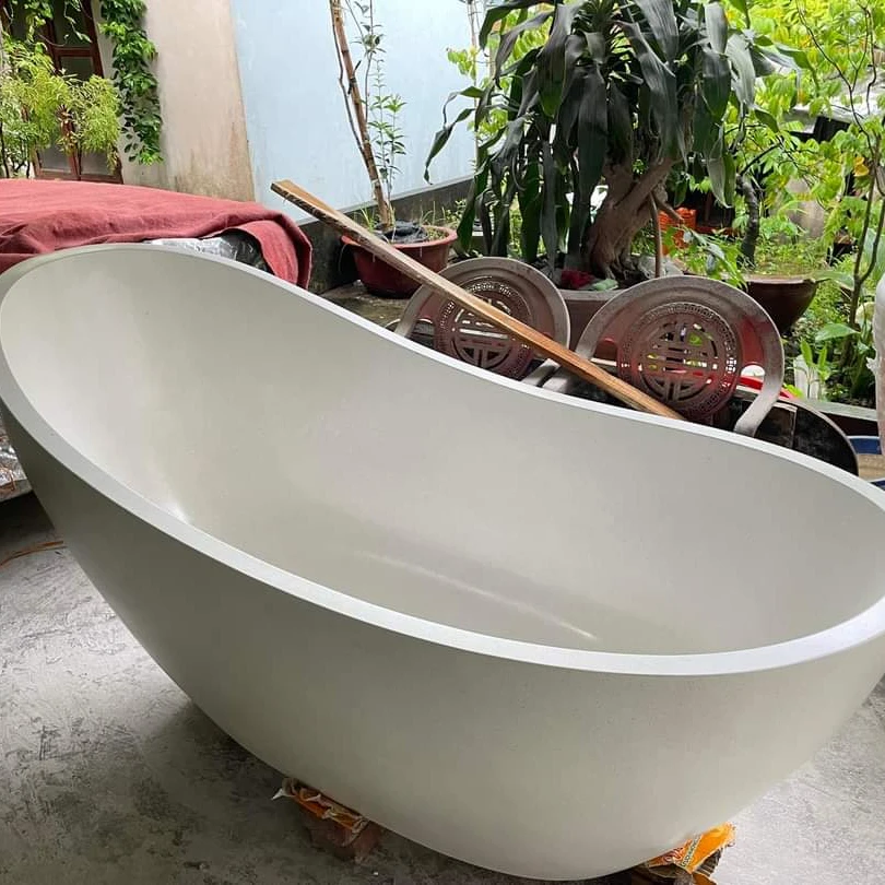 Marble Luxury Bath Tub Spa Customized Oval Shape for Home Resort Hotel Made in Vietnam Manufacturer
