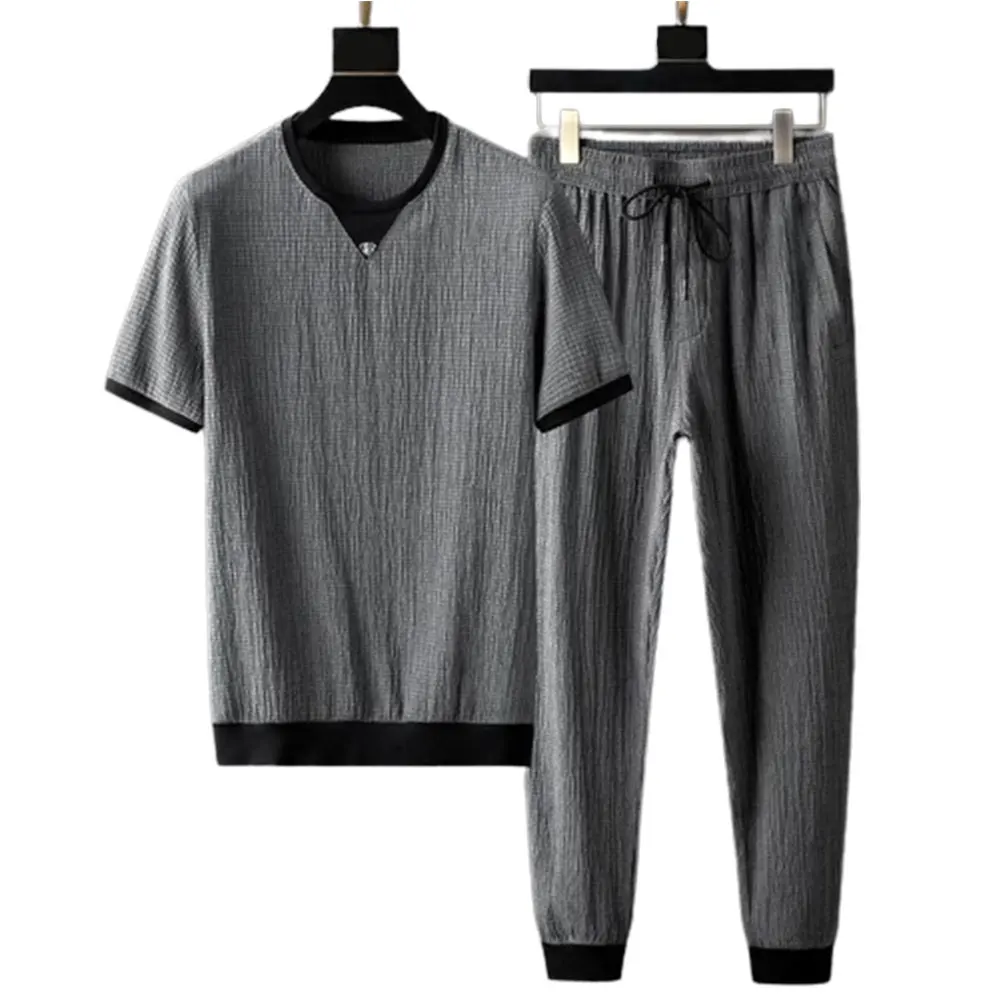 Mens 3 Piece Fashion Sports Suit Running Tights Clothing Ice Silk Gym Outfit Jogging Polyester Sweat Suits Track Suit Men