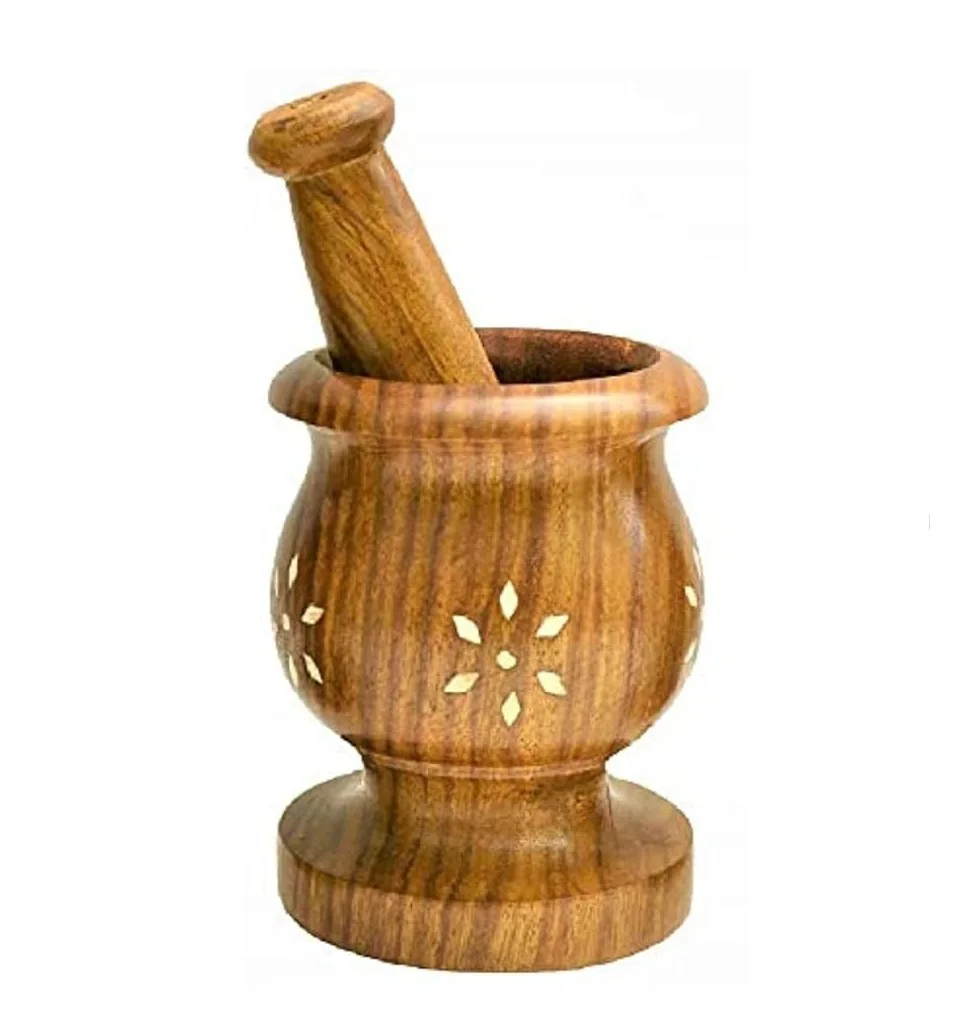 Classy Acacia Wood Mortar and Pestle Perfect for Grinder for Herbs Garlic Walnut Spices & Kitchen Essentials Usage