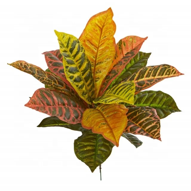 Artificial silk Codiaeum variegatum leaves Croton Plant for Living Room, Office Decoration & Study Table