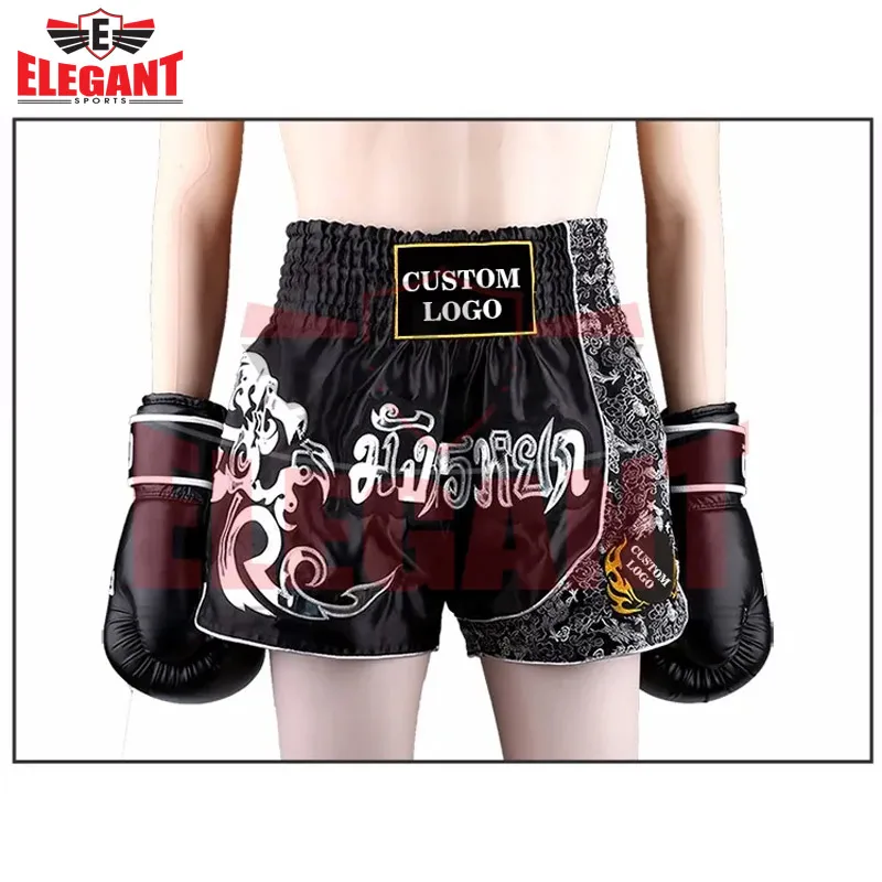Custom Logo Muay Thai Boxing Shorts Kickboxing Fight Wear Custom Breathable Boxing Muay Thai Shorts By Elegant Sports