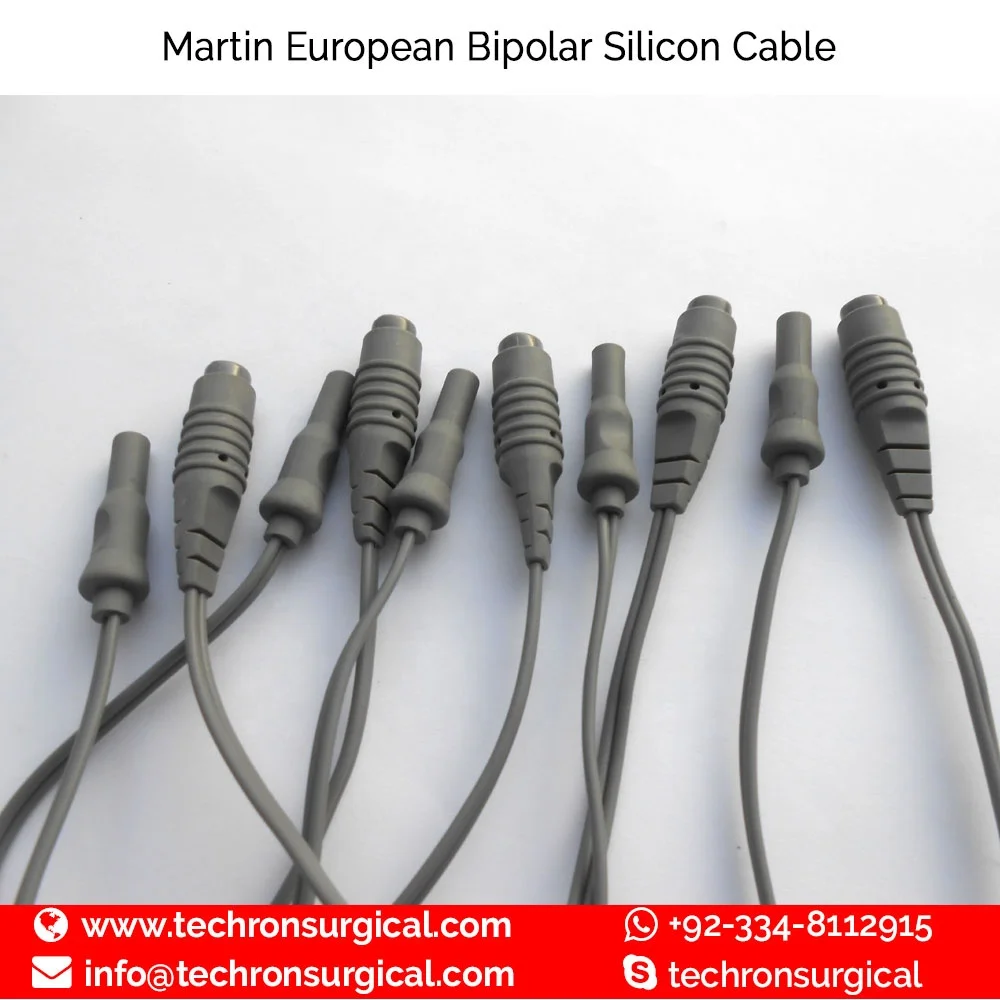 Martin Plug European Flat Reusable Bipolar Forceps Silicon Cable Cord