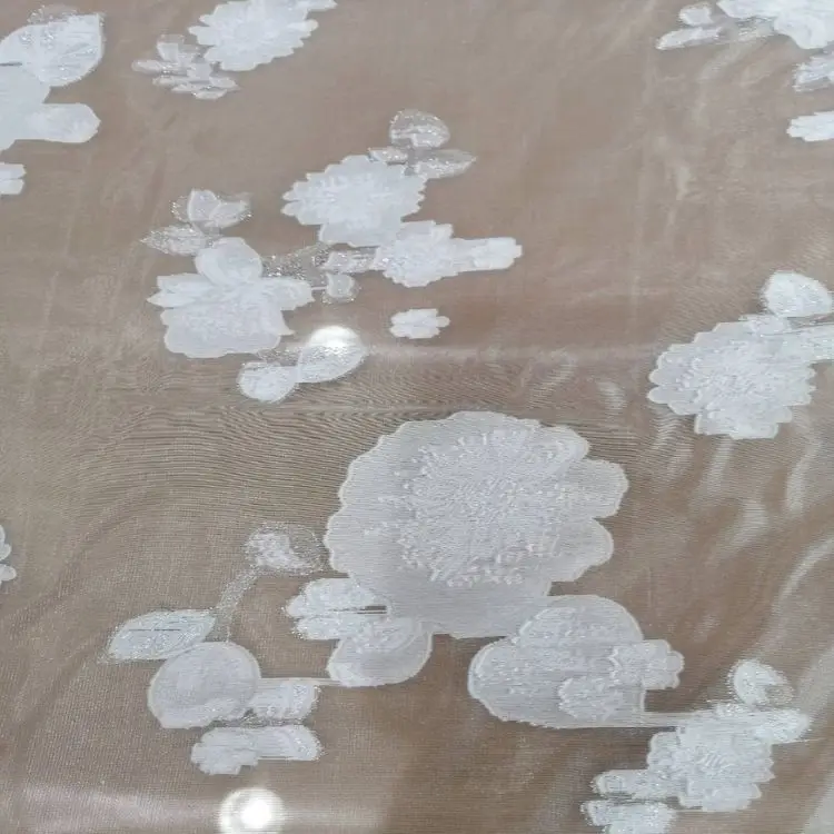 WT033 Jacquard  Polyester light Bridal Wedding Organza Fabric