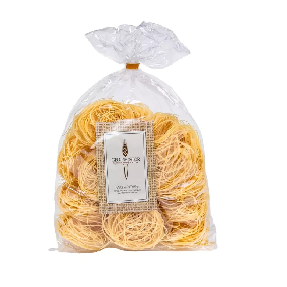 Оптовая продажа, прозрачная упаковка, высокое качество, сертификация EAC, пищевая твердая мука «Capellini», гнезда, лапша