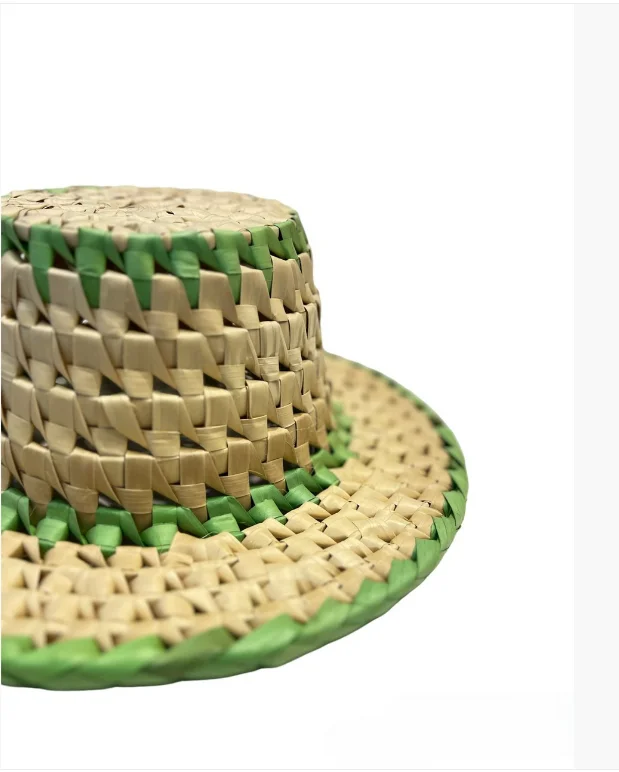 Unisex Round-Brimmed Straw Boater Hat with Pattern Comfortable Summer Sun Protection Convenient Design-for Beach Sports Fishing