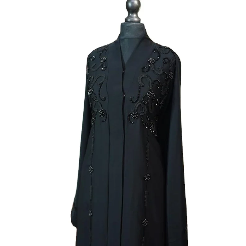 Fashion Arabic Black Abaya with Dupatta  Dubai Style High End Fabric Kaftan Abaya Islamic Dress Kaftan Wholesale Cheap