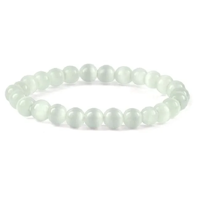 Handmade Natural Crystal Selenite Bracelet Semi-Precious Gemstone Beads Jewelry From King Agate