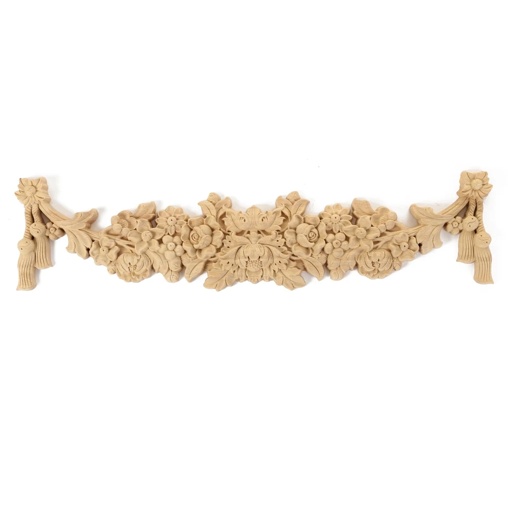 NEW Solid wood French wood carving Applique Onlays European style wall panel carved parts background wall design