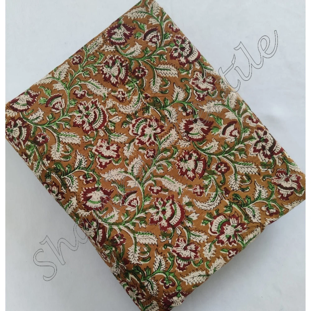 Ткань для одежды оптовая продажа индийский 100% чистый хлопок ручная печать дизайнерская ткань бега Jaipuri Sanganeri Kalamkari Dabu