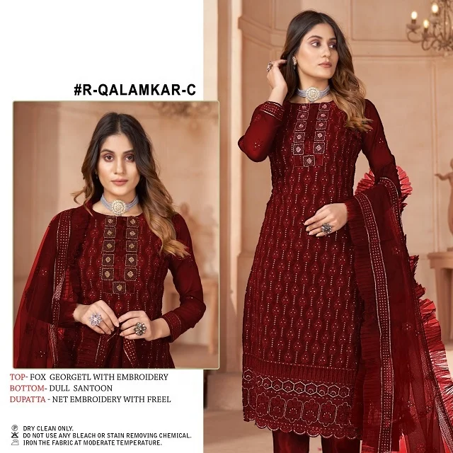 Indian Pakistani Georgette Embroidery Work Fancy Salwar Kameez Suit For Women Wedding Collection