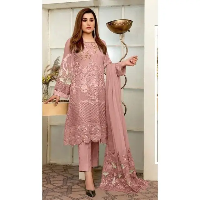 Heavy And Beautiful Most Trending Faux Georgette Salwar Kameez With Dupatta With Sequence Embroidery Work Supplier From Surat