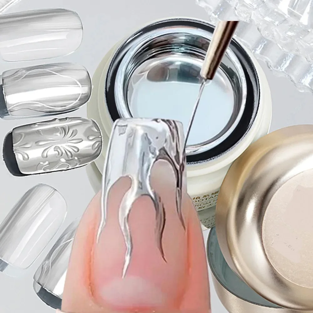 High Density Colour Mirror Metal Gel Polish Paint Metallic Chrome Nails Sliver Uv Gel