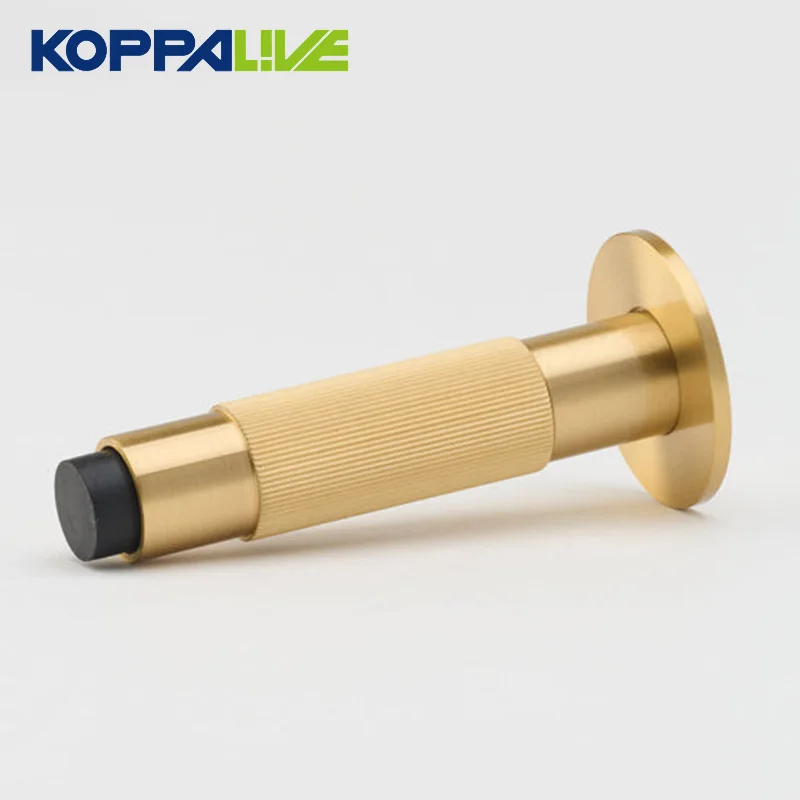 KOPPALIVE brushed brass linear knurled doorstop rubber floor mount stripe aged brass door stopper