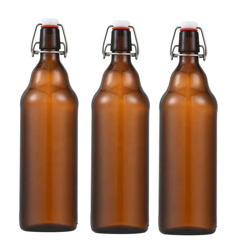 wholesale factory 330ml 500ml 750ml 1000ml Clear Small Beer Glass Swing Top Bottle with Stopper