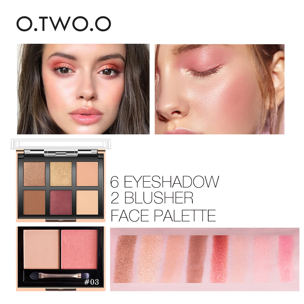 O.TWO.O Customization Makeup Professional Factory 6 Eyeshadow 2 Blusher Set Makeup Palette