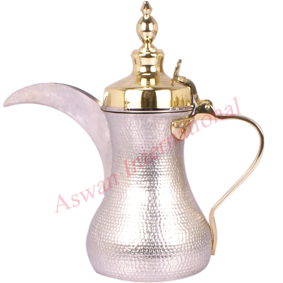 Handmade Customized Metal coffee pot stylish golden finished Tea Pots Antique Brass Arabic coffee pot in wholesale price