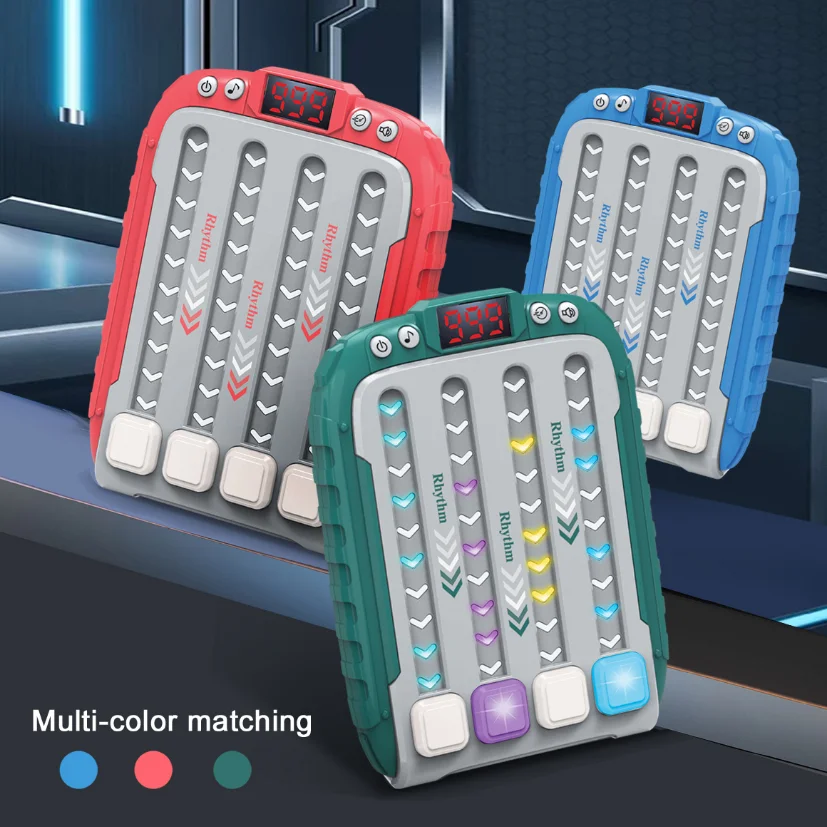 Toys novelties Handheld Rhythm Game Machine Kids Quick Push music Game Rhythm Machine 6 Levels Rhythm Button Game with Lights