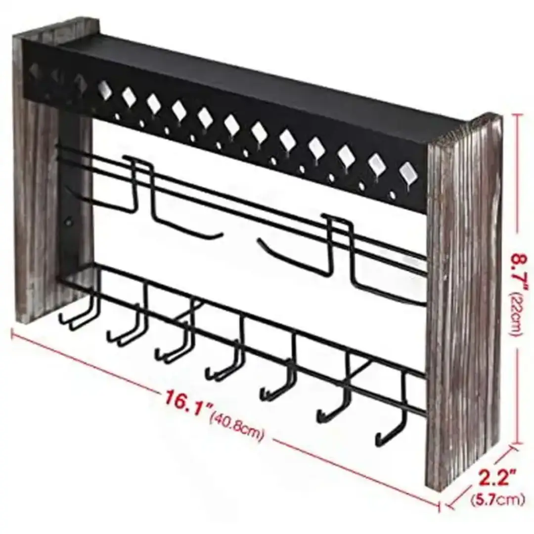 Metal 2 tier Jewelry Organizer Hooks Stainless Heavy Duty Wall Mounted Space Saving Storage For Precious Set Charms Bracelet