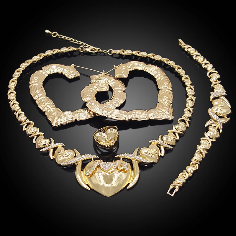 Zhuerrui Big Heart Big Earrings I Love You Hug and Kiss Xoxo Jewelry Set Luxury Love Earring Bridal Upscale Jewelry Sets X0079