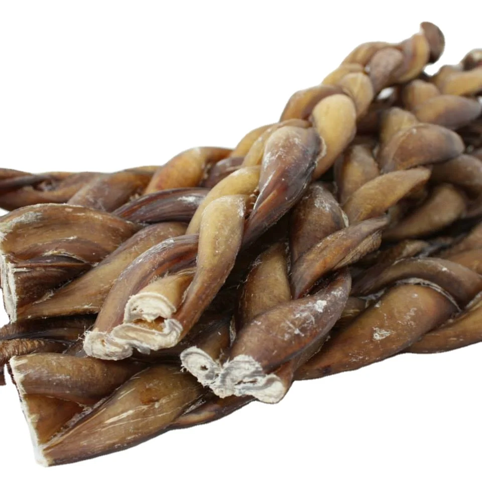 Dog Chew Braided Pizzale Dried Natural Bully stick dog food  braided bully stick for dog chew long lasting wholesale