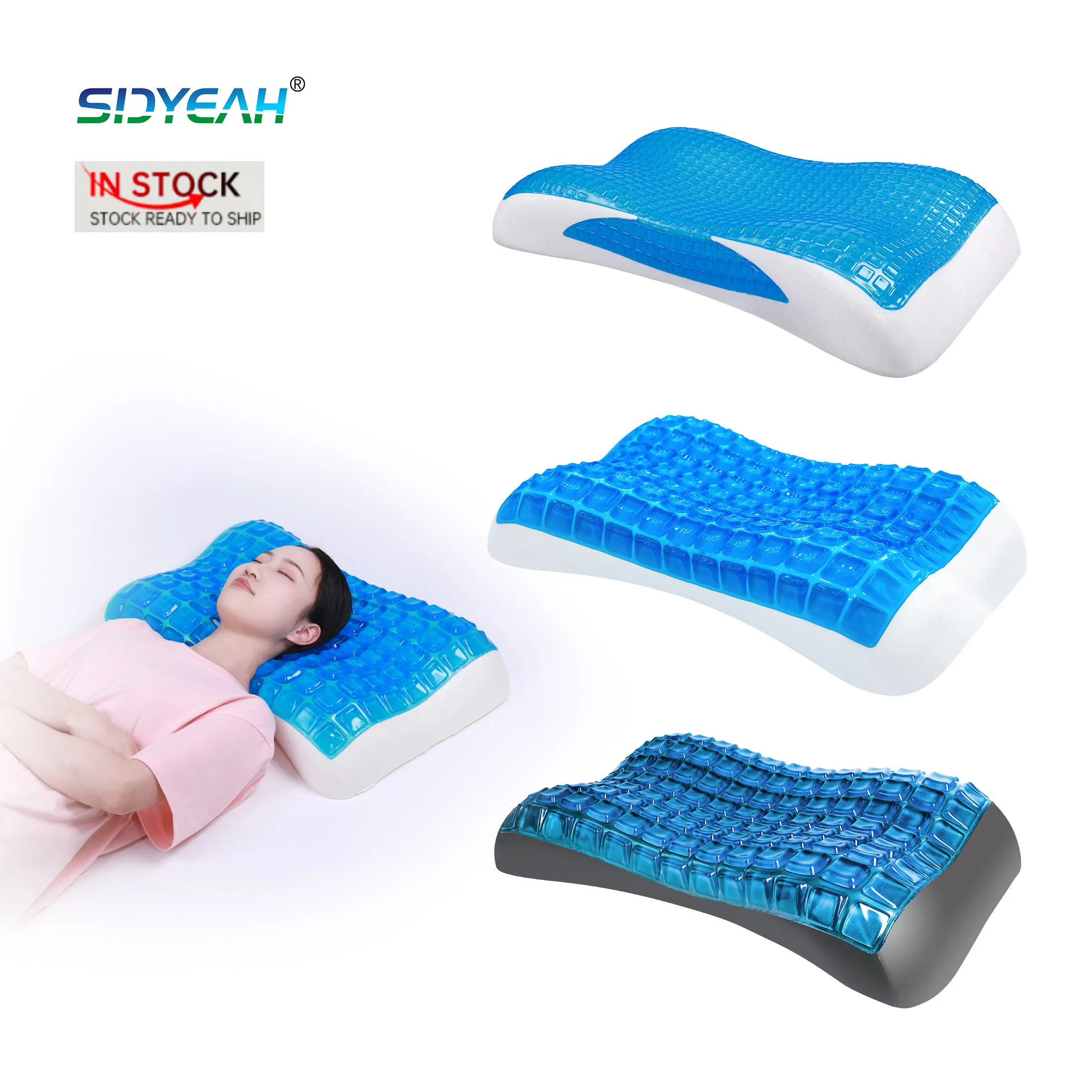 Newest ice gel cooling pillow Gel Memory Foam Cervical Pain Rest OrthopedicContour Cooling Comfort Adjustable Pillow
