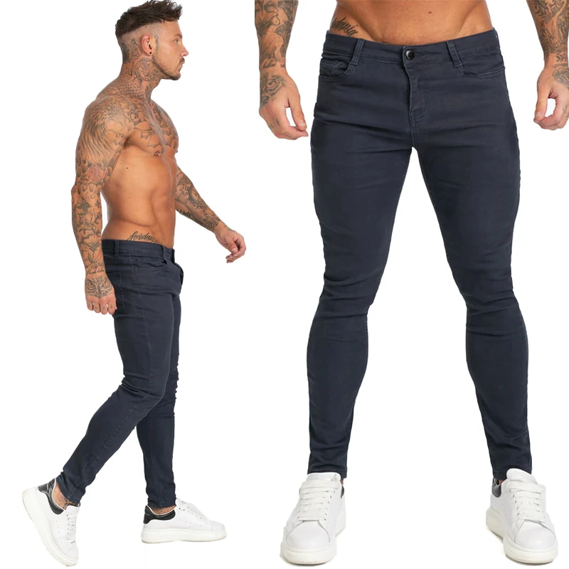New Boys Denim Jeans Men Youth Badge Stretch Footwear Hip-hop Stylish Ribbed Stacked Jeans Men For Sale