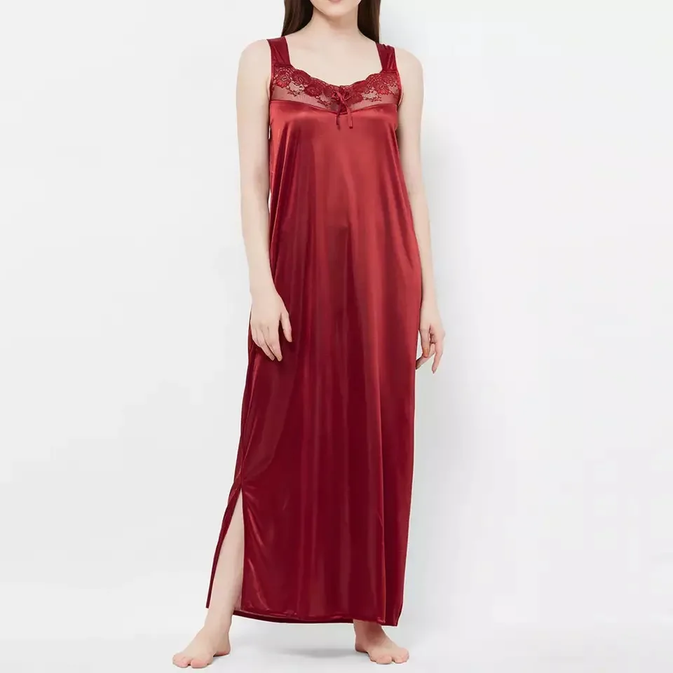 Top Quality New Custom Satin Silk Nightgown Night | Sleep Wear Lady Lase Nightwear Rayon Nighty Home