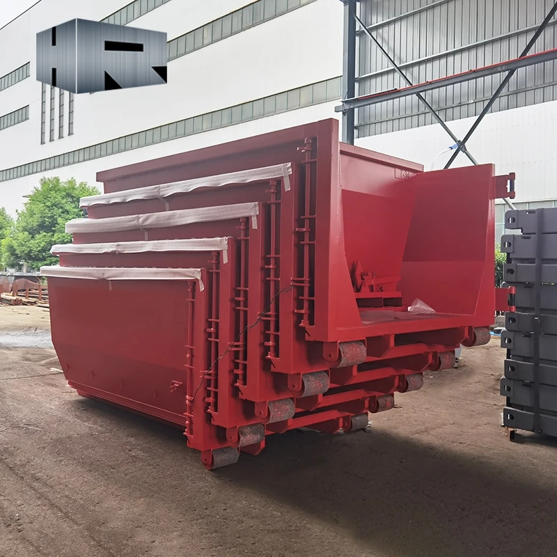 Heavy duty waste recycling hook truck bodies outdoor mobile hook lift bins stacked roll on off containers for sale