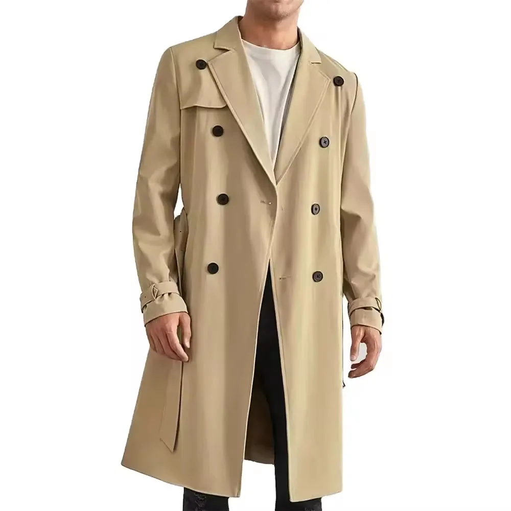 Classical New Men Fashion Wear men Long Coat Autumn and winter season men Leather Overcoat best quality Custom Color