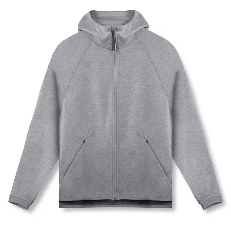 custom embroidery chest logo slim fit running workout raglan sleeve full zip hoodies jacket men