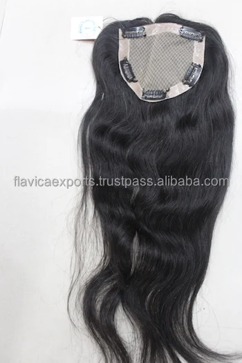 High Quality Silk Base Human Hair Topper for Women - Comfortable Clip-in Toppers and Female Patch, Unprocessed Raw Indian Hair