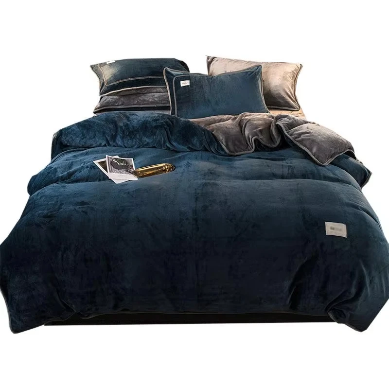 Wholesale Double-sided Flannel Velvet Magic Velvet Thick Duvet Cover Double-sided Fleece 4pcs Bedding Set